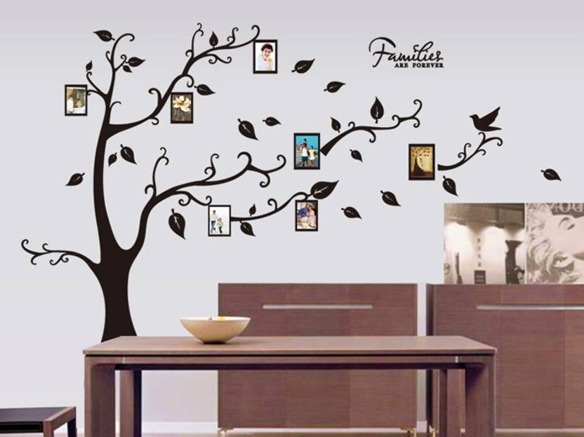 Oren Empower Decorative Black Tree With Photo Frames Pvc Vinyl Large Wall Sticker Right Facing Finished Size On 170 W X 120 H