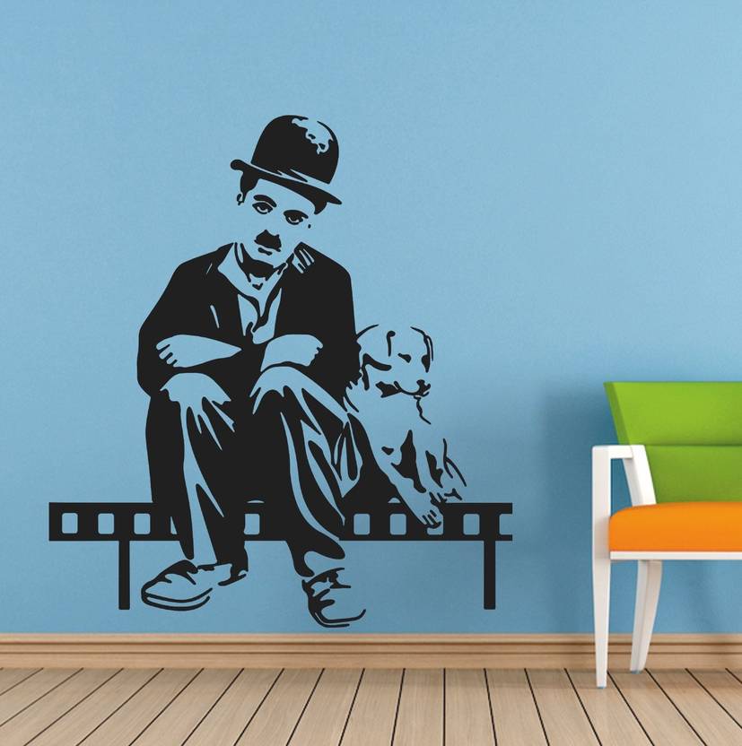 Stickkart Um Charlie Chaplin With Dog Wall Sticker In Stickkart Um Charlie Chaplin With Dog Wall Sticker Pack Of 1
