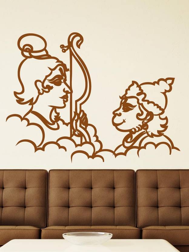 WALLMANTRA Ram & Hanuman Wall Decal. Large Vinyl Stickers Price in