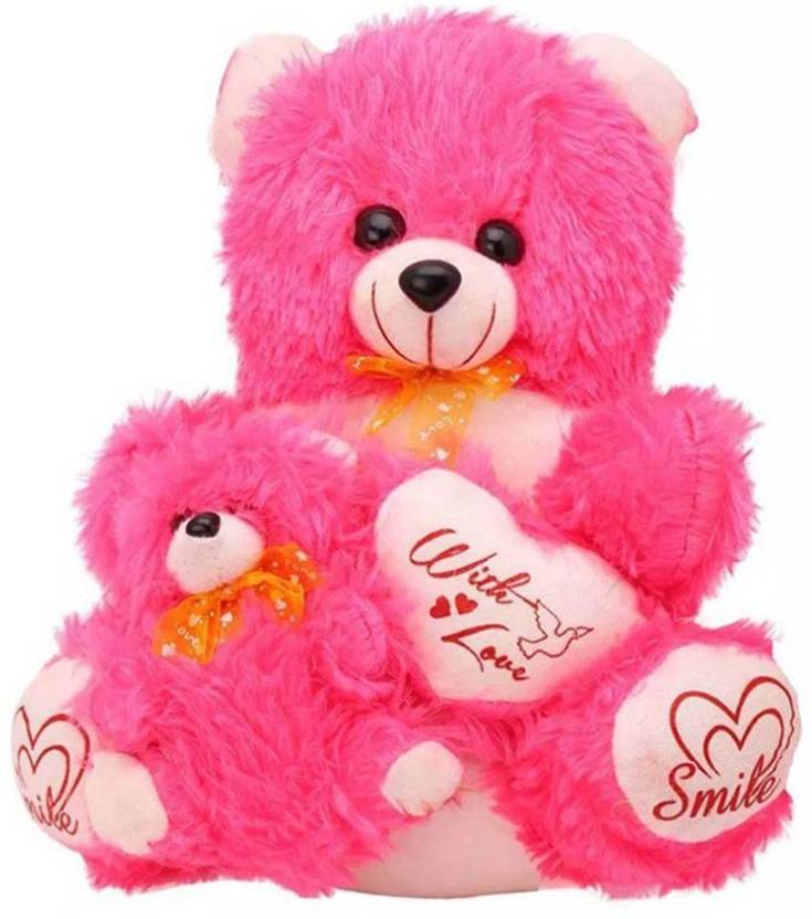 PARI Pink Teddy Bear with Baby 45 cm Pink Teddy Bear with Baby