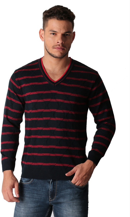 OXEMBERG Striped V-neck Formal Men Blue 