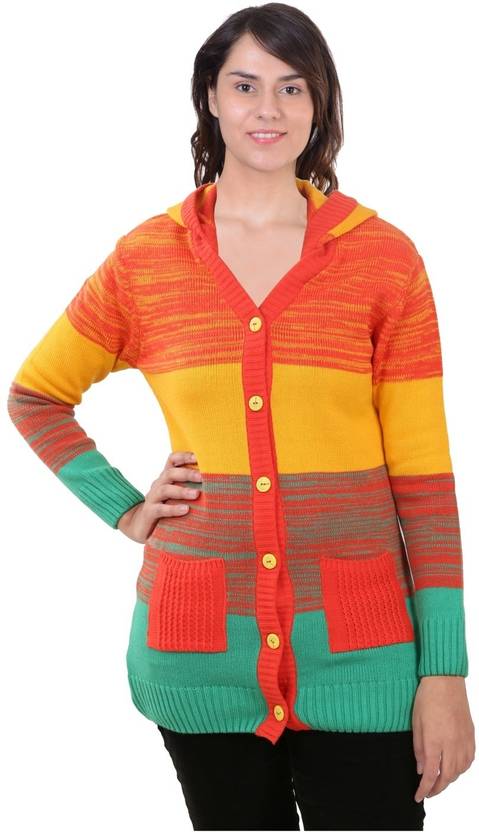 Sportking Striped V Neck Casual Women Multicolor Sweater Buy