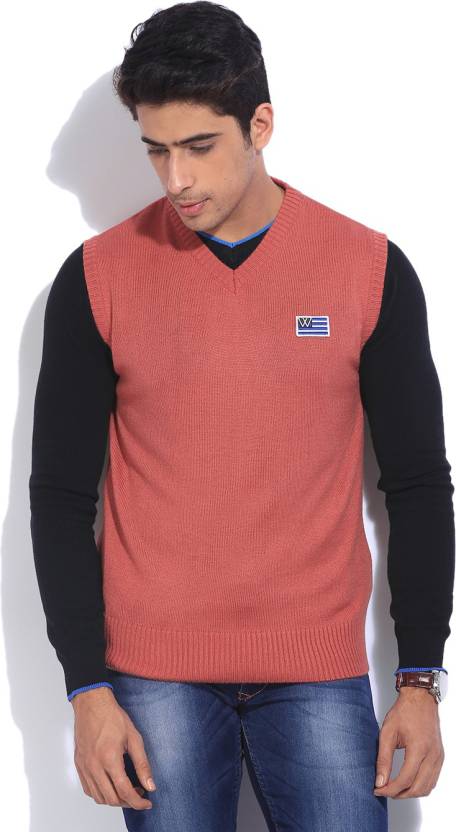 Wrangler Solid V-neck Casual Men Pink Sweater - Buy Coral Wrangler Solid  V-neck Casual Men Pink Sweater Online at Best Prices in India 