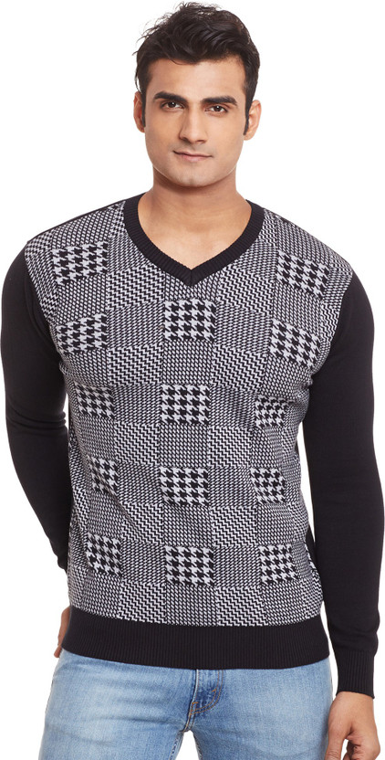 V-neck Casual Men Multicolor Sweater 