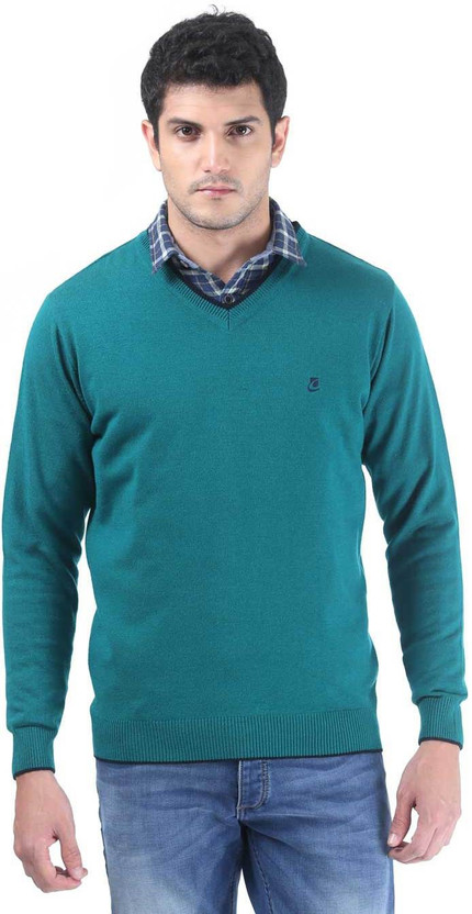 Consul Solid V-neck Casual Men Green 