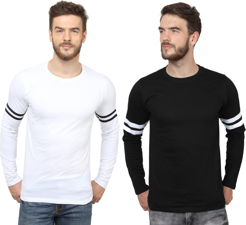 Black and white round neck t shirt clearance