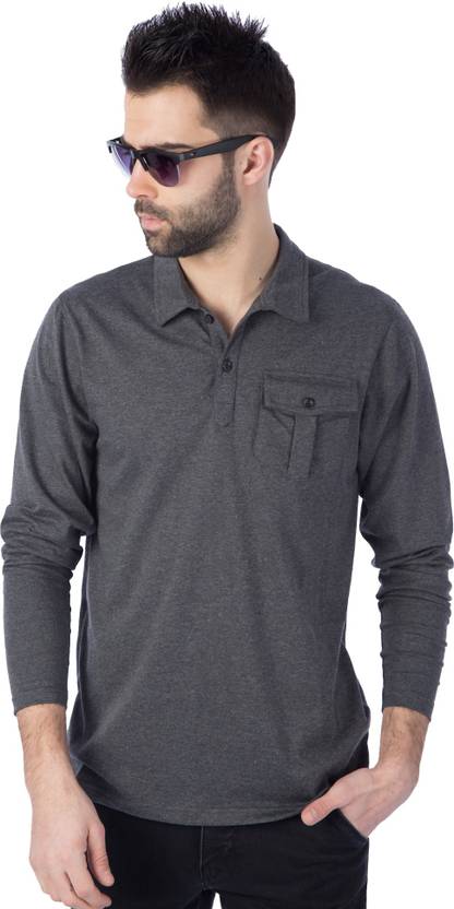 Rodid Solid Men's Polo Neck Grey T-Shirt