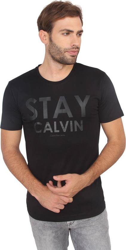 Calvin Klein Printed Men Round Neck Black T-Shirt - Buy Black Calvin Klein  Printed Men Round Neck Black T-Shirt Online at Best Prices in India |  