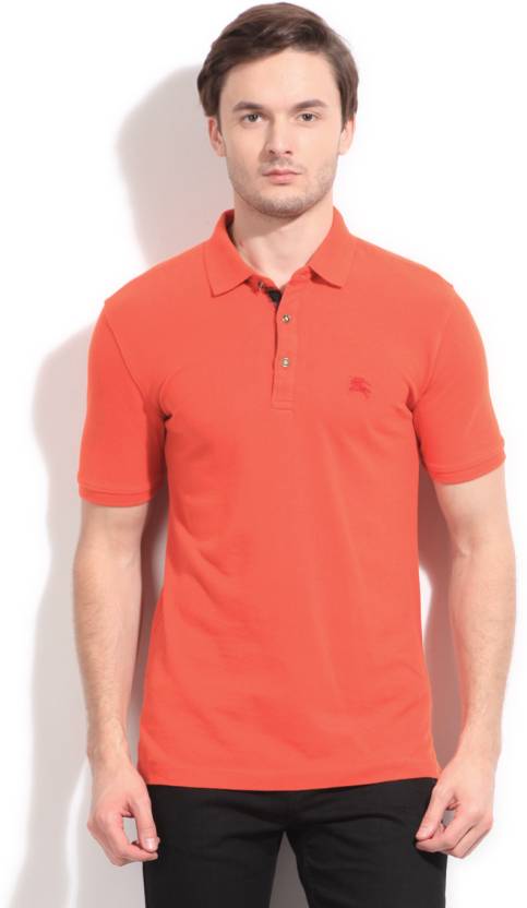 BURBERRY Solid Men Polo Neck Orange T-Shirt - Buy RED BURBERRY Solid Men  Polo Neck Orange T-Shirt Online at Best Prices in India 
