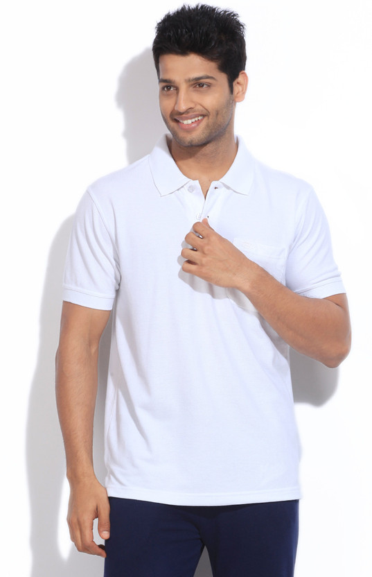 DIXCY SCOTT Solid Men Polo Neck White T
