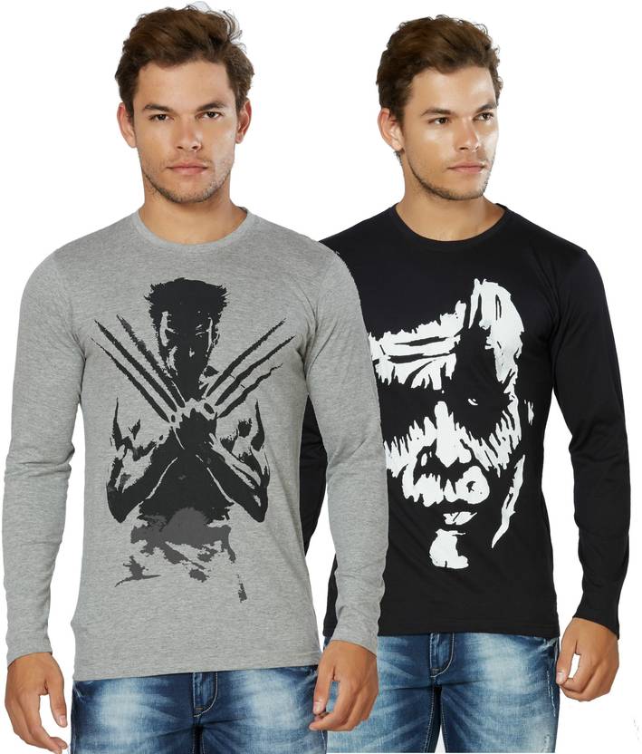 Alan Jones Printed Men's Round Neck Black, Grey T-Shirt
