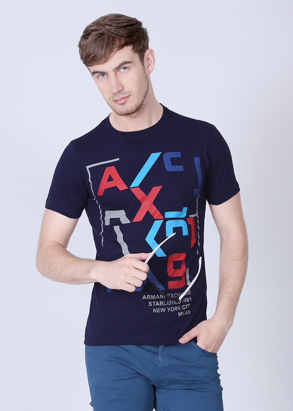 A/X ARMANI EXCHANGE Printed Men Round Neck Dark Blue T-Shirt - Buy Dark  Blue A/X ARMANI EXCHANGE Printed Men Round Neck Dark Blue T-Shirt Online at  Best Prices in India | Flipkart.com