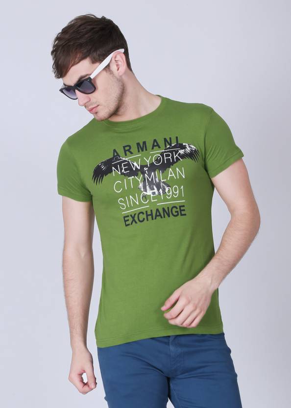 A/X ARMANI EXCHANGE Printed Men Round Neck Green T-Shirt - Buy Green A/X ARMANI  EXCHANGE Printed Men Round Neck Green T-Shirt Online at Best Prices in  India 