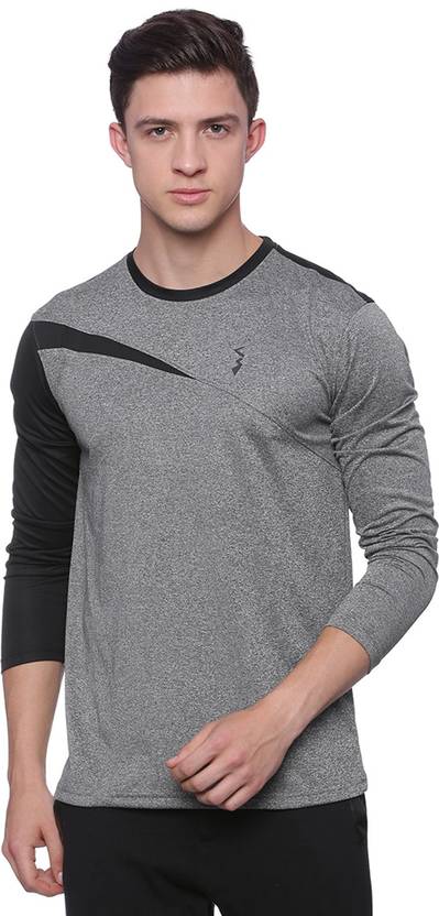 Campus Sutra Solid Men Round Neck Black, Grey T-Shirt
