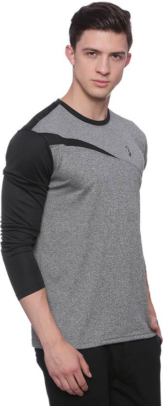 Campus Sutra Solid Men Round Neck Black, Grey T-Shirt