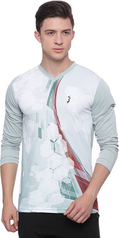 Campus Sutra Printed Men's V-neck Grey, Red, White T-Shirt