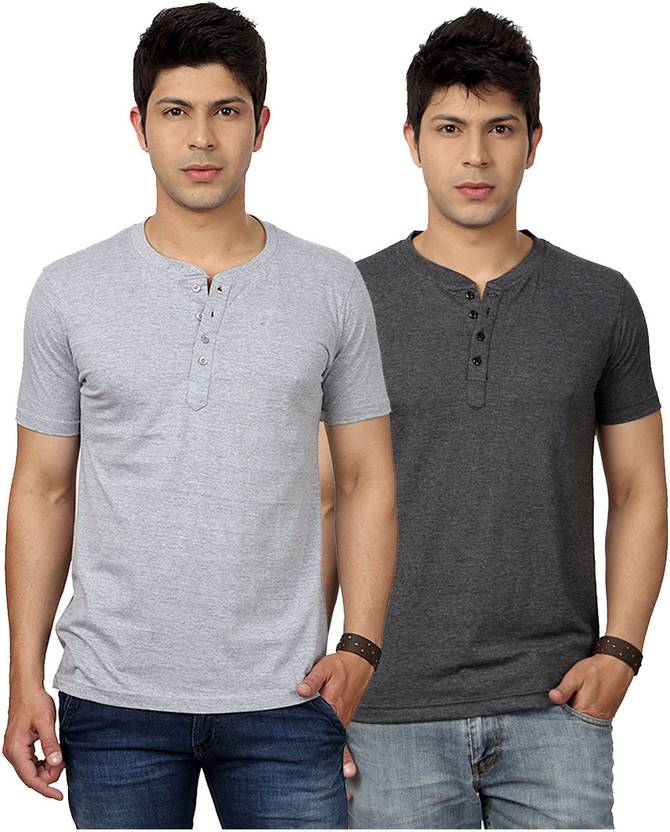 Top Notch Solid Men's Henley Grey T-Shirt