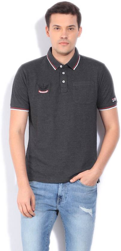Fila Solid Men's Polo Neck Grey T-Shirt Fila Solid Men's Polo Neck Grey T-Shirt