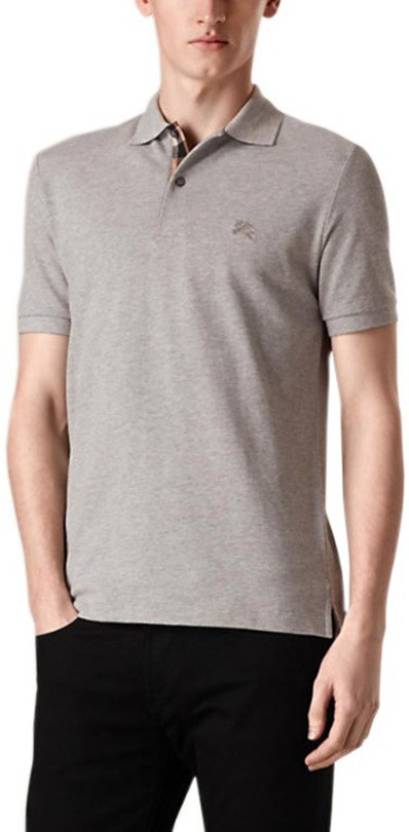 BURBERRY Solid Men Polo Neck Grey T-Shirt - Buy Grey BURBERRY Solid Men  Polo Neck Grey T-Shirt Online at Best Prices in India 