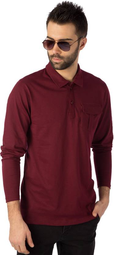 Rodid Solid Men's Polo Neck Maroon T-Shirt