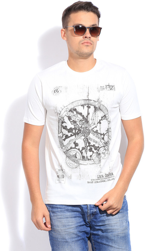 LEE COOPER Printed Men Round Neck White 