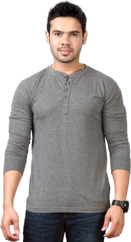Top Notch Solid Men's Henley Grey T-Shirt