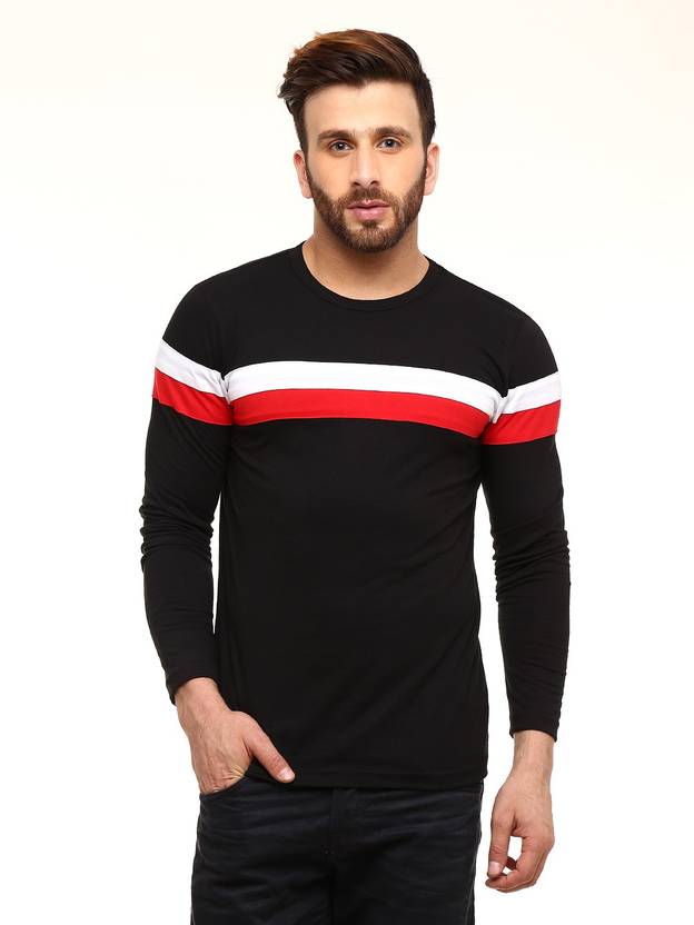 Gritstones Solid Men's Round Neck Black T-Shirt