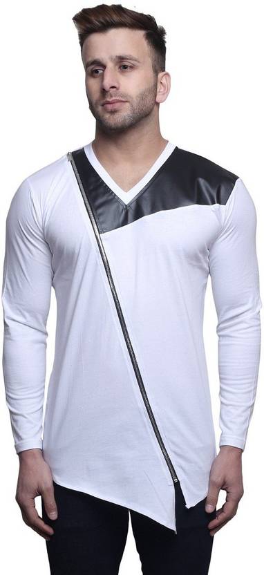 Leana Solid Men's V-neck White T-Shirt