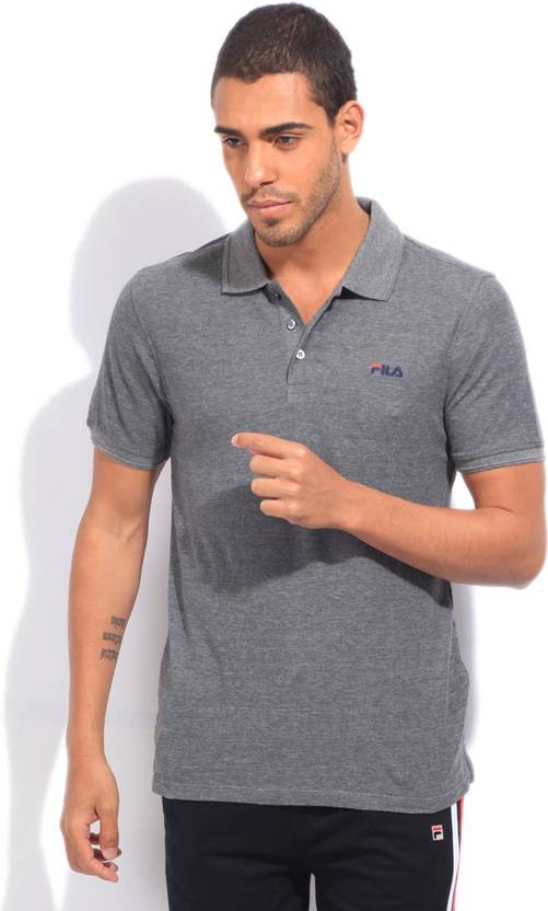 Fila Solid Men's Polo Neck Grey T-Shirt - Buy MID GRY MEL ... Fila Solid Men's Polo Neck Grey T-Shirt - Buy MID GRY MEL ...