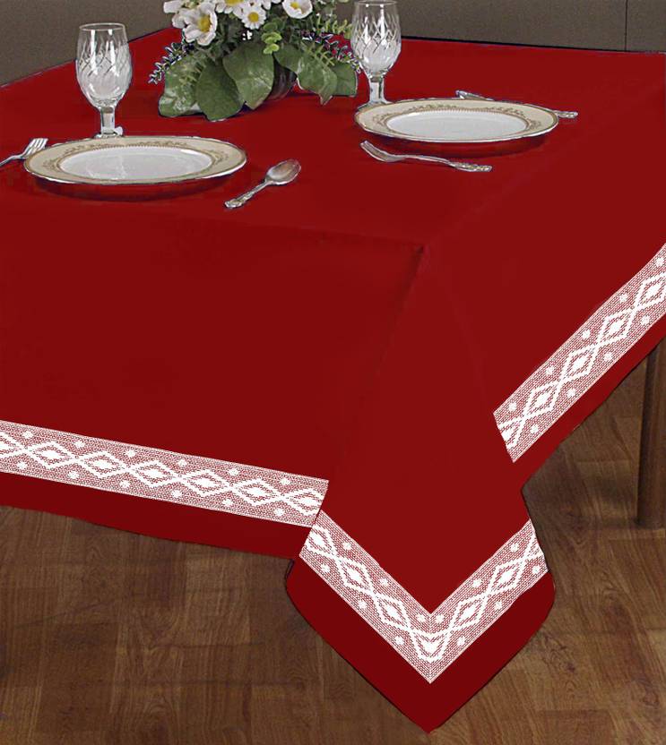 Airwill Solid 4 Seater Table Cover Airwill Solid 4 Seater Table Cover Red Cotton