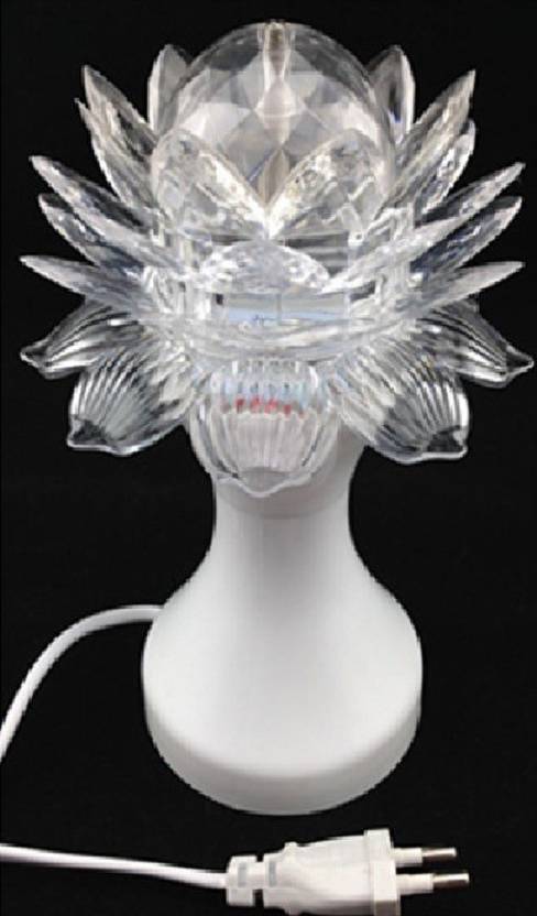 Icable Silver Crystal Rotating Lotus Flower Led Rgb Desk Table Light Party Night Lamp