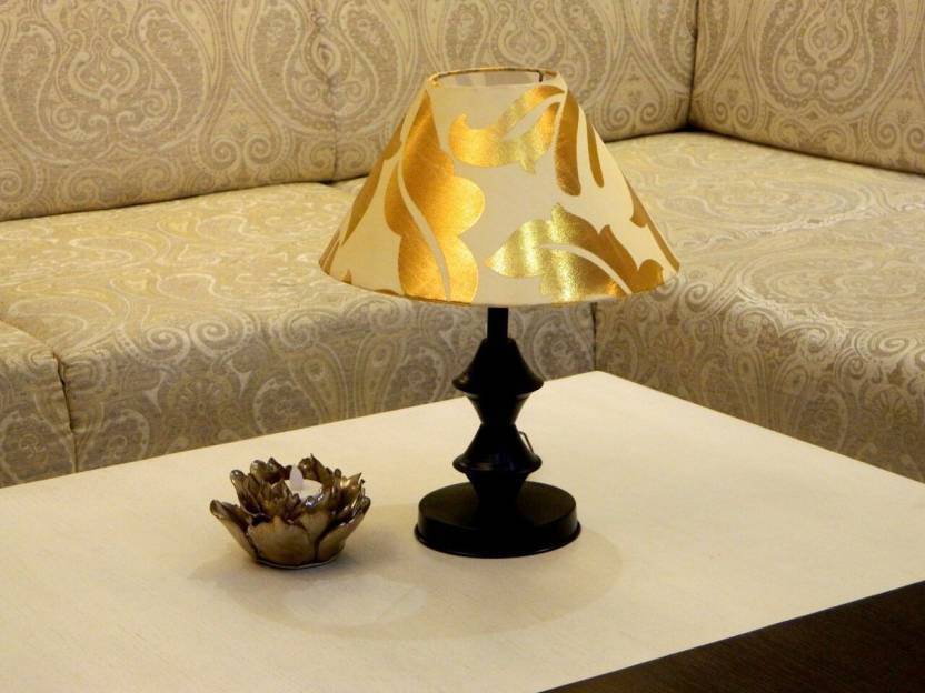 Rdc Black Double Ring Stand Table Lamp With 10 Round Cream Rdc Black Double Ring Stand Table Lamp With 10 Round Cream Golden Designer