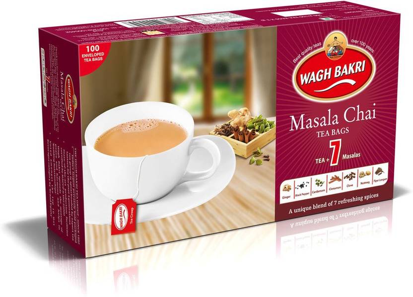 Waghbakri Masala Tea bags 200 g Carton Pack(With Envelop) Unflavoured