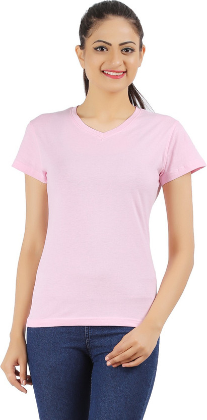 Womens light pink v neck t shirt Clearance