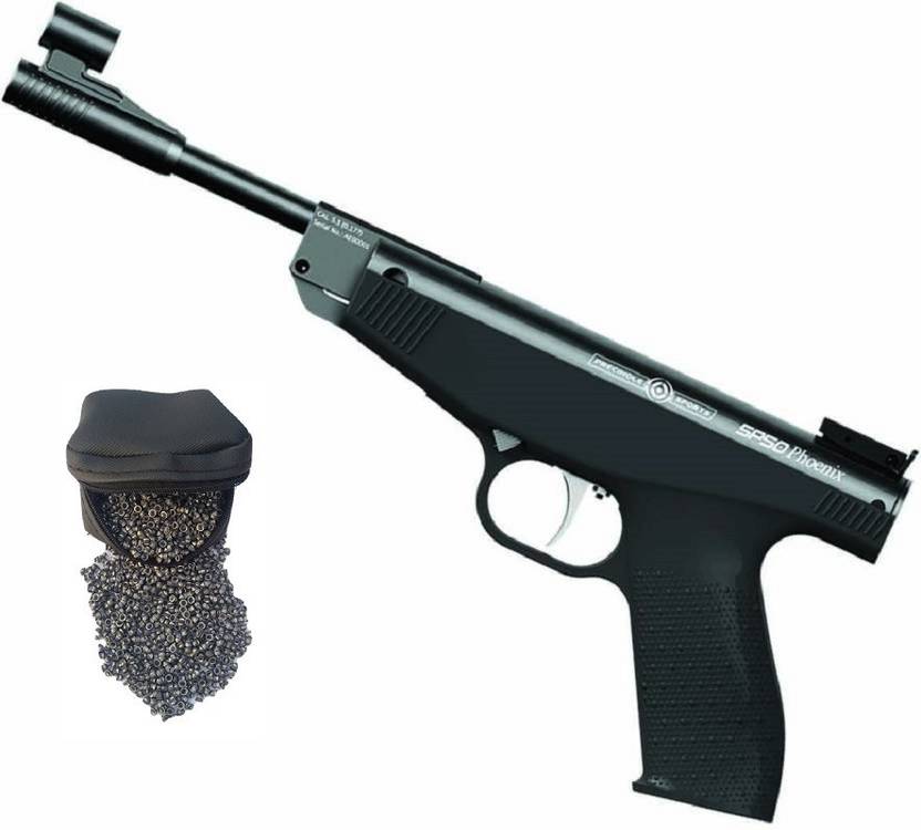 eleganza precihole black 177 caliber spring metal air pistol with 500 pellets in a bag