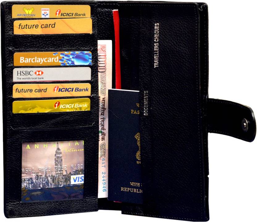 Attache Genuine Leather Travel Passport Case Card Holder Cheque