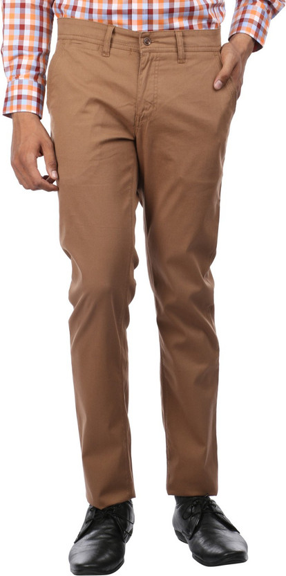 OXEMBERG Slim Fit Men Brown Trousers 