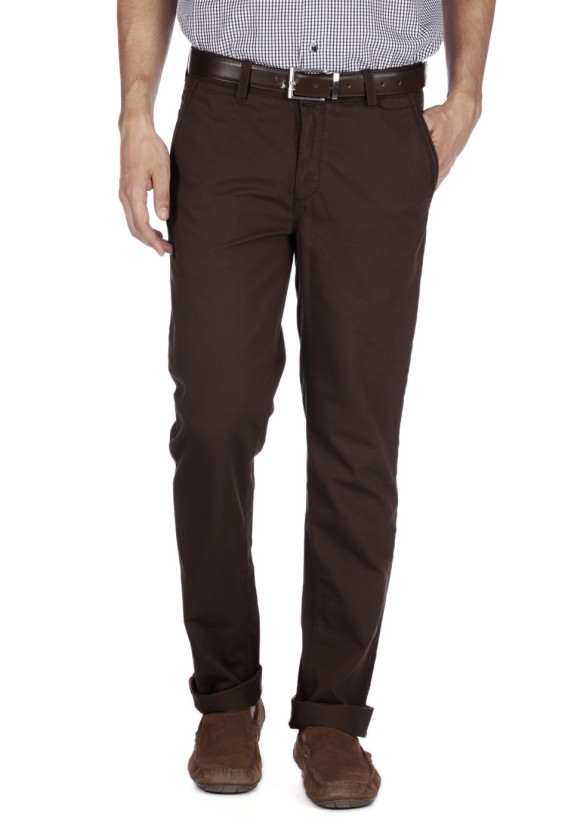 Buy Men Brown Slim Fit Solid Casual Trousers Online  715180  Allen Solly