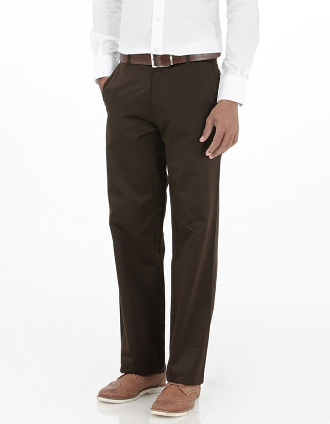 BASICS Regular Fit Men Brown Trousers 