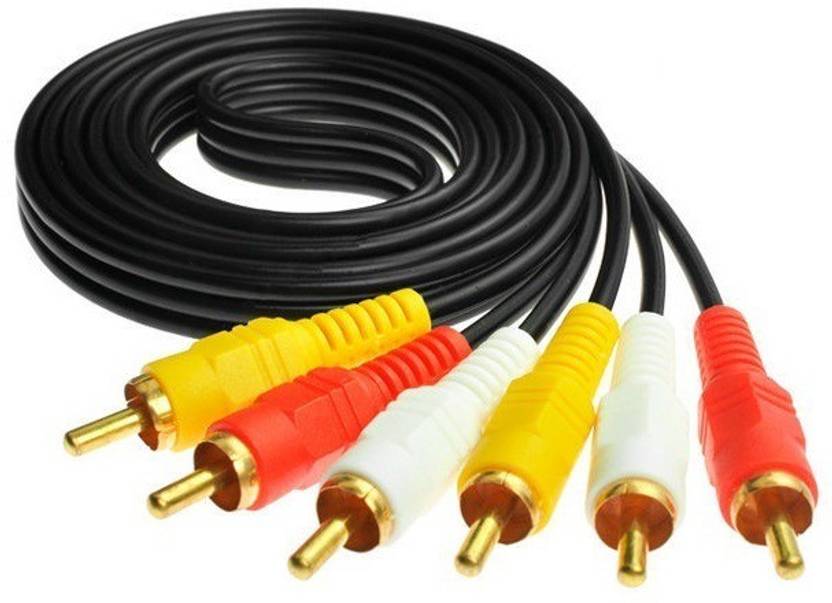 Techvik TVout Cable Both Side Male 3 RCA Audio Video Cable 1.5 Meter