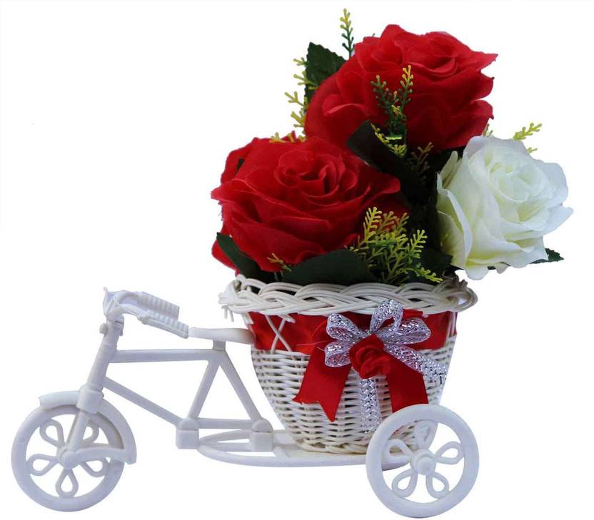 Anishop Beautiful Artifical Flower Vase Basket Cycle Showpiece