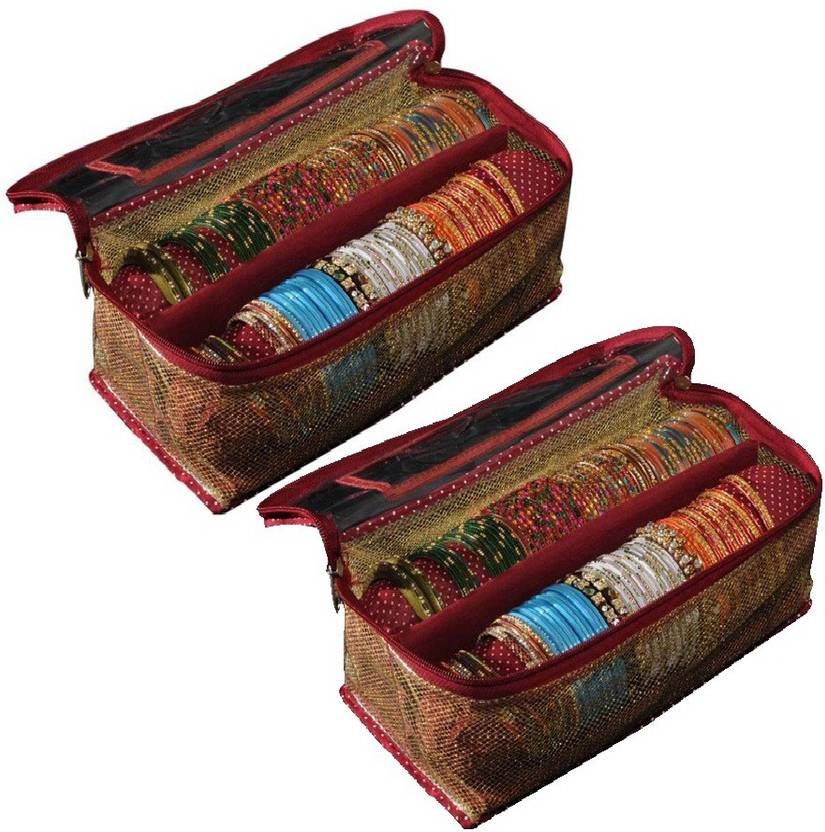 Srajanaa Gold Bangle Organiser 2 Rods Pack Of Makeup Kit Vanity Box