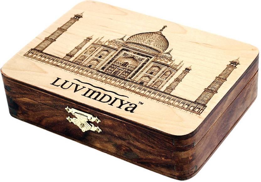 luv indiya handmade utility wooden box 4 x 6 engraved jewellery