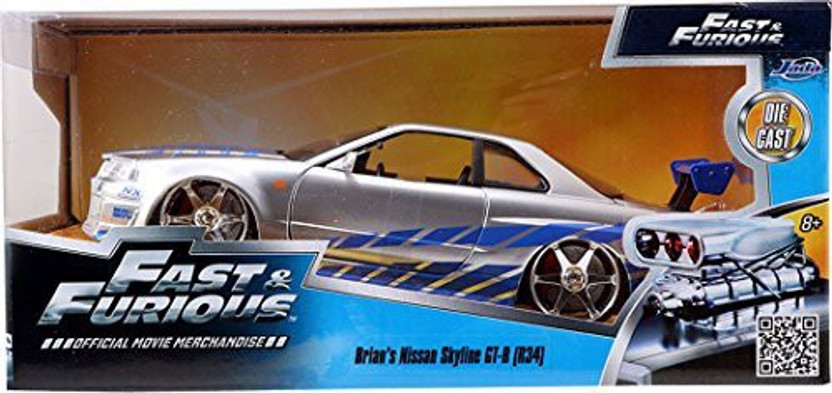 Silver Jada Toys Fast Furious 1 24 Diecast Nissan Gt R R34 Vehicle Contemporary Manufacture Toys Hobbies