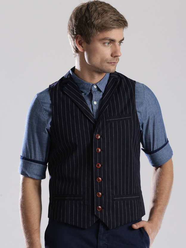 TOMMY HILFIGER Striped Men Waistcoat 