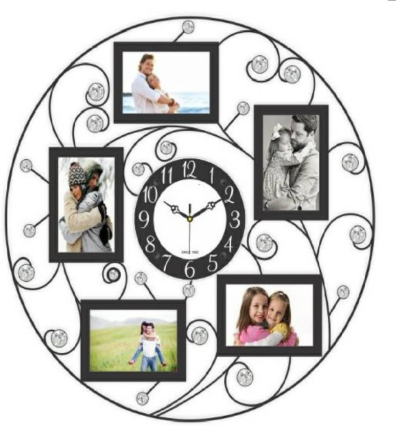 Wallace 701 Black Designer Metal Photo Frame Cum Wall Clock Og