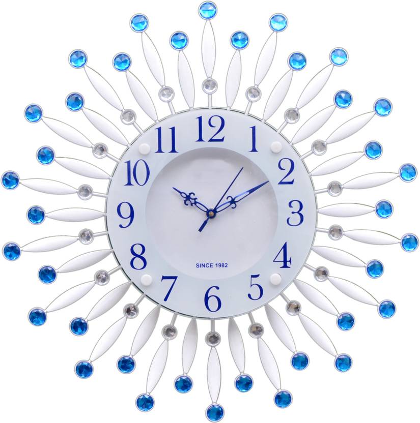 wallace 211 blue metal glass designer analog 48 cm x 48 cm wall