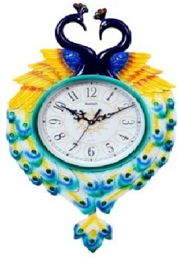 Peacock Analog 52 cm X 36 cm Wall Clock Price in India Buy Peacock