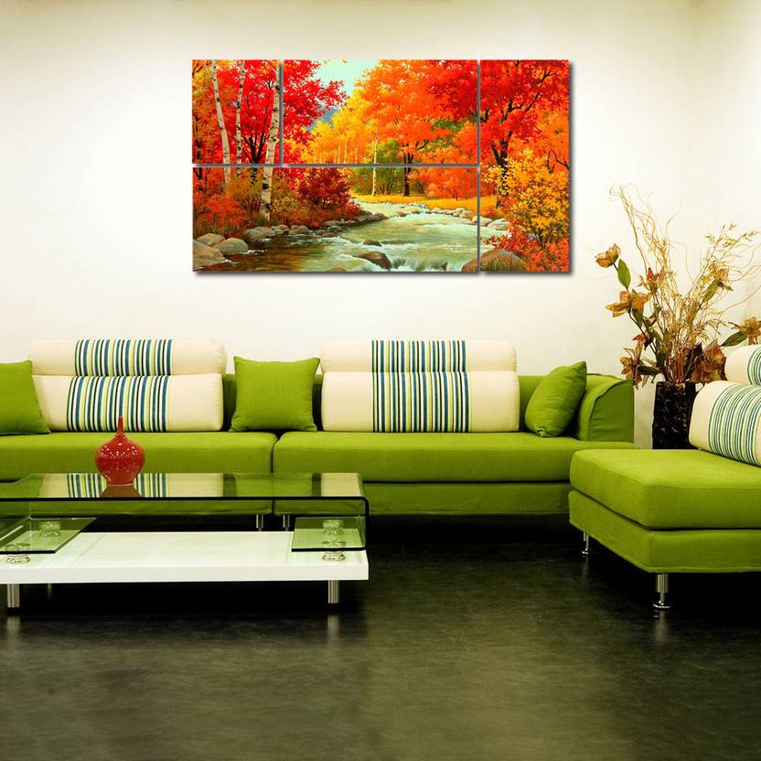 999 Multiple Frames Printed Waterfall In Forest Like Modern 999 Multiple Frames Printed Waterfall In Forest Like Modern Wall Art Painting