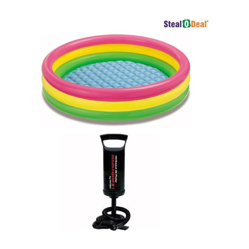 INTEX INTEX Stealodeal 5 Feet Kids Bath Pool Water Tub With Air Pump Inflatable Pool Accessory(Multicolor) - Flipkart Deal